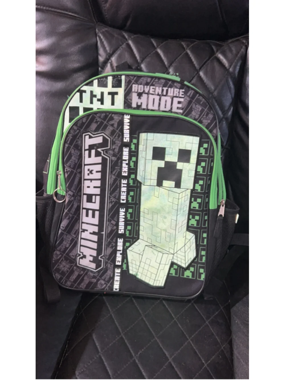 Boys Minecraft Adventure Mode Backpack One Size Black Green